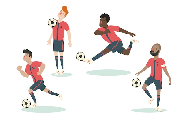 Free Vector flat design football players collection