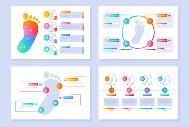 Flat design footprint infographics