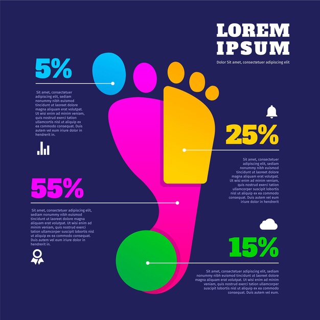 Flat design of footprint infographics