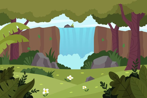 Free Vector flat design forest landscape