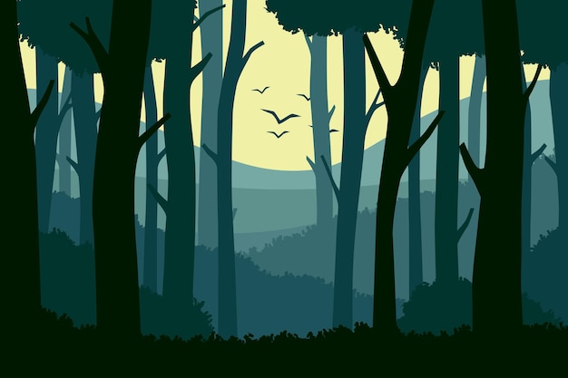 Flat design forest landscape