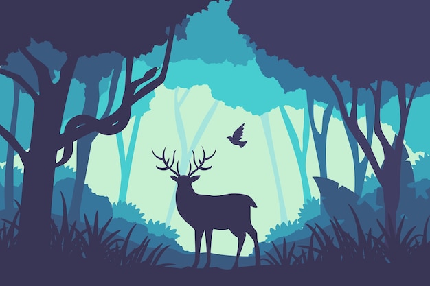 Flat design forest landscape