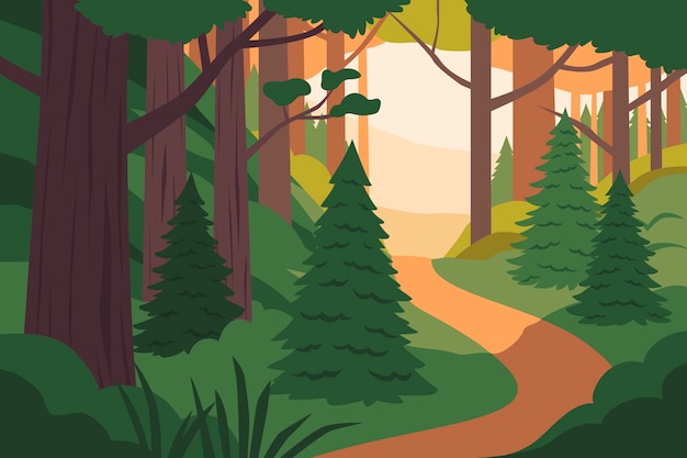 Free Vector flat design forest landscape