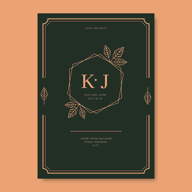 Flat design formal wedding invitations