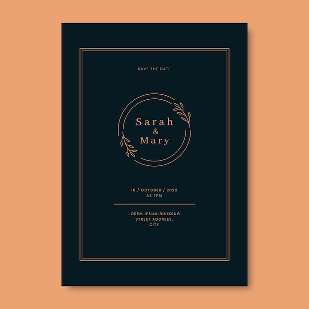 Flat design formal wedding invitations