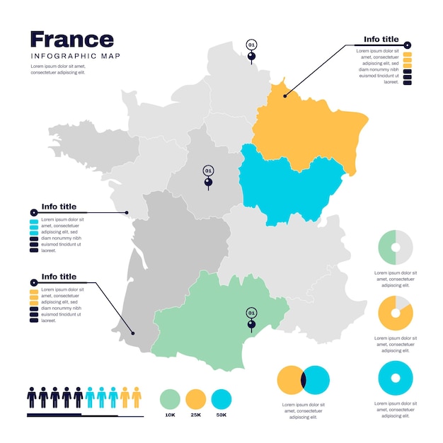 Free Vector flat design france map infographic