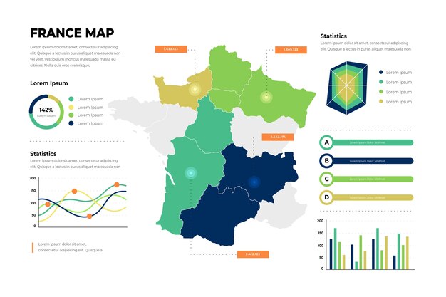 Flat design france map infographic