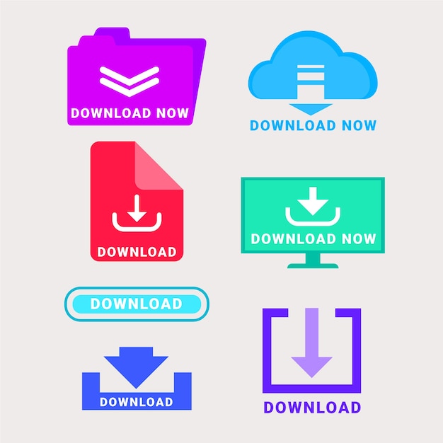 Flat design free download button collection