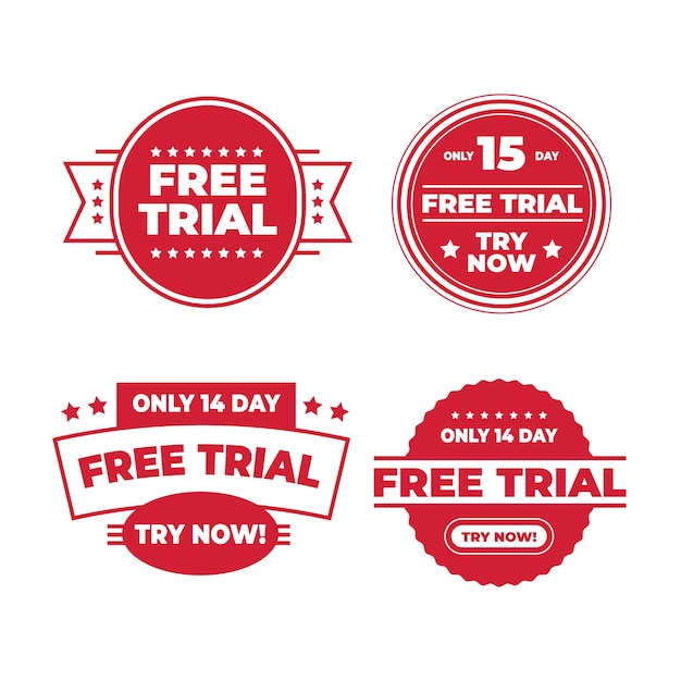 Flat design free trial labels set