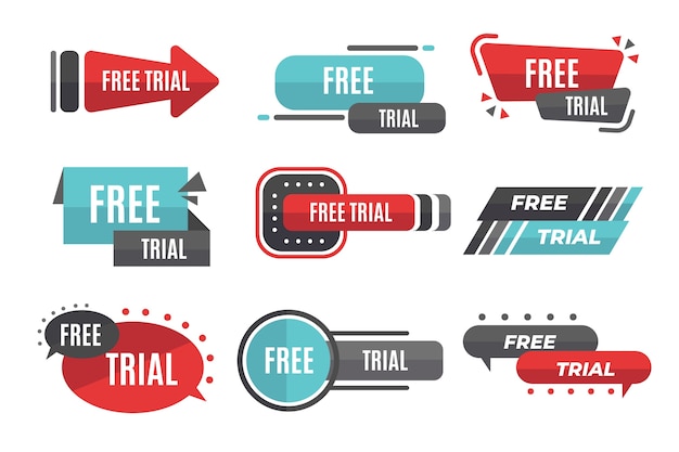 Free vector flat design free trial labels