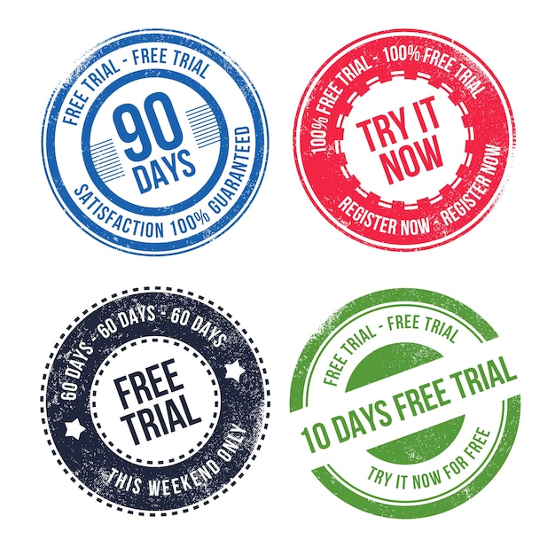 Flat design free trial labels