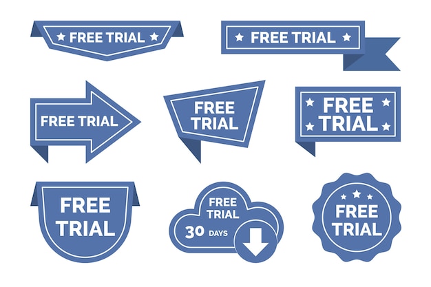 Free vector flat design free trial labels