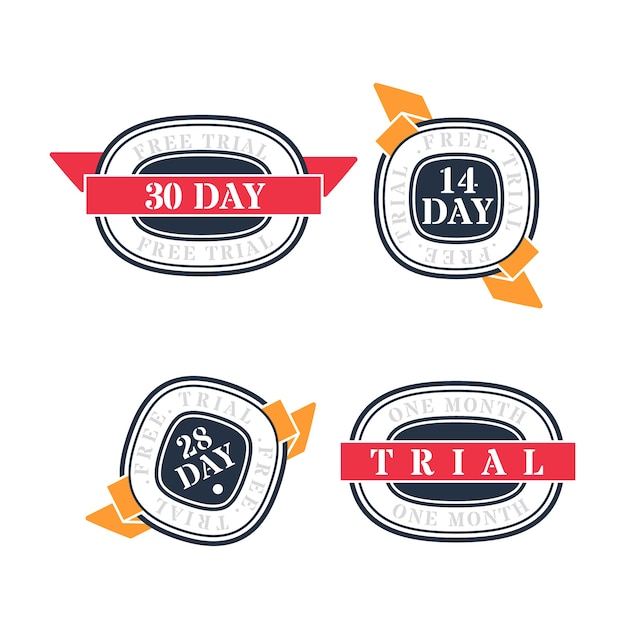 Flat design free trial labels