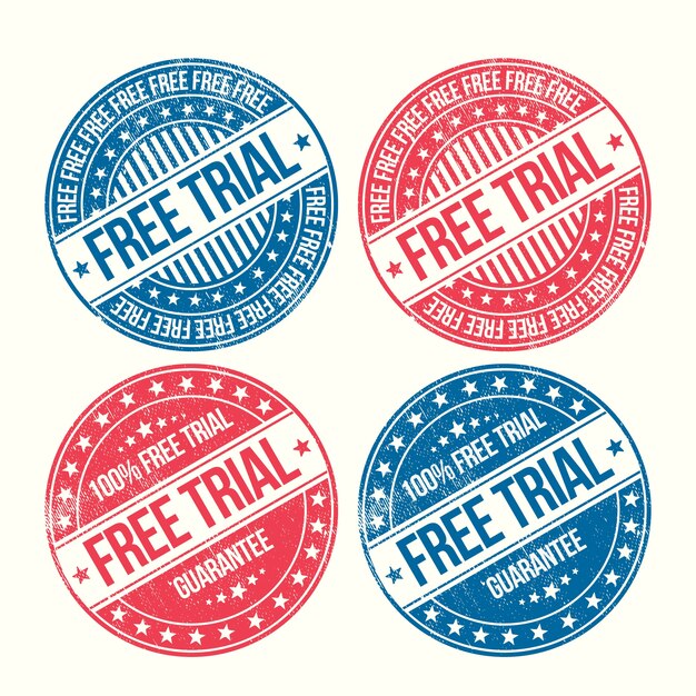 Flat design  free trial stamps set