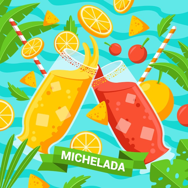 Flat design fresh michelada illustration