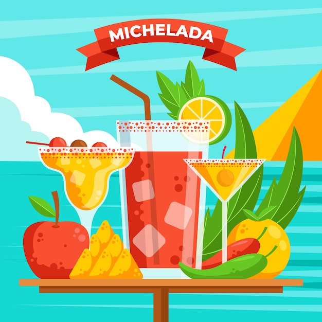 Flat design fresh michelada illustration