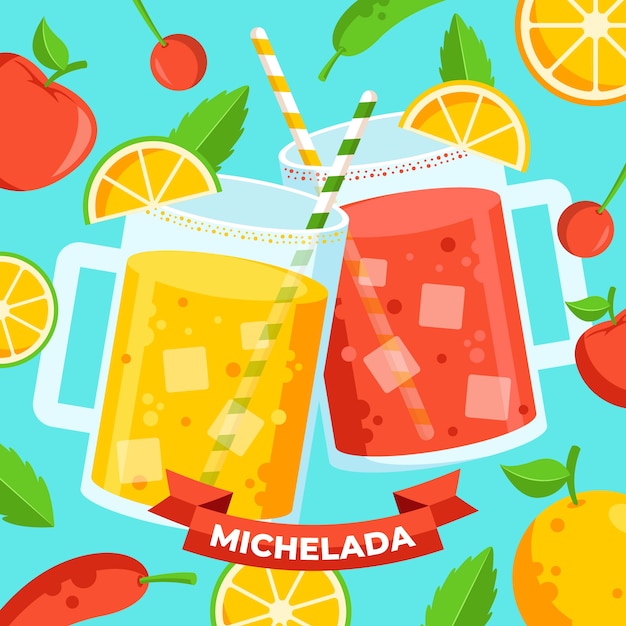 Flat design fresh michelada illustration