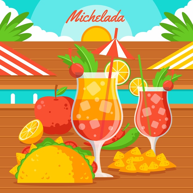 Free Vector flat design fresh michelada illustration