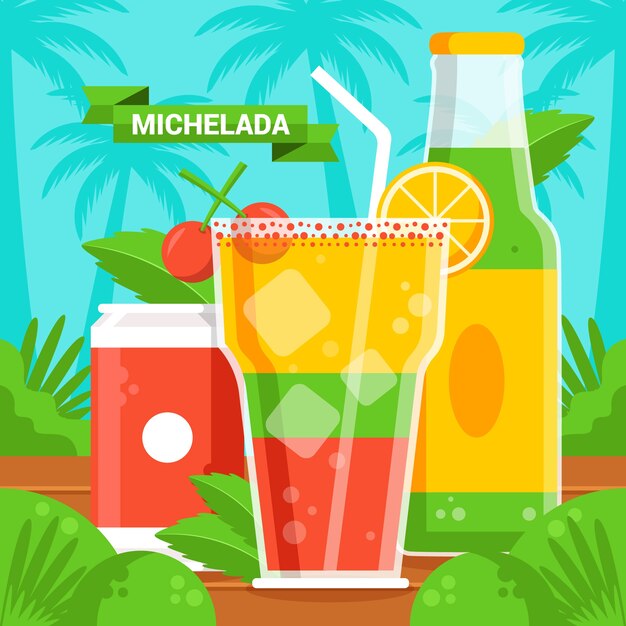 Flat design fresh michelada illustration