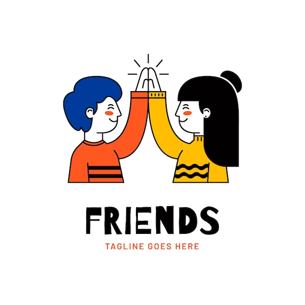 Flat design friends logo design