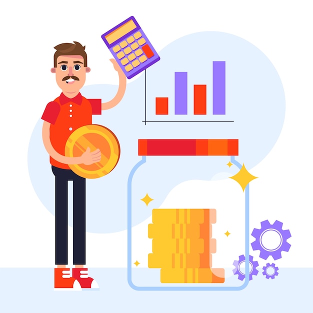 Flat design frugality illustration