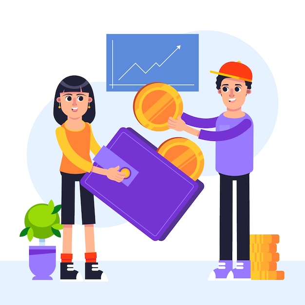 Flat design frugality illustration