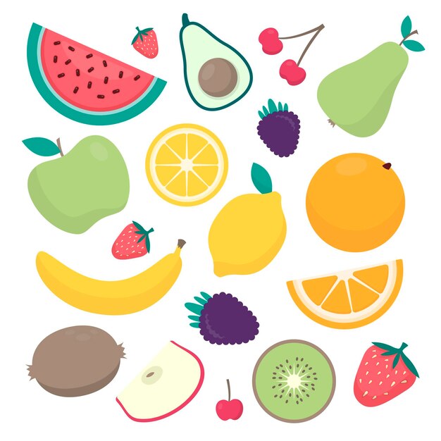 Flat design fruit collection