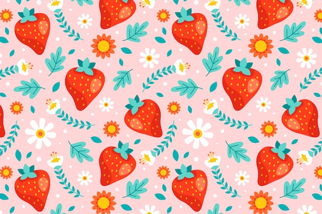 Free Vector flat design fruit and floral pattern design