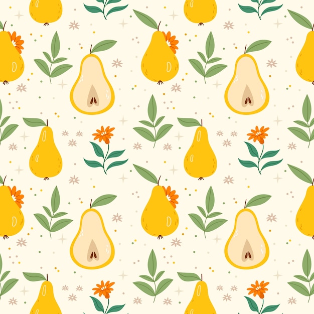 Flat design fruit and floral pattern design