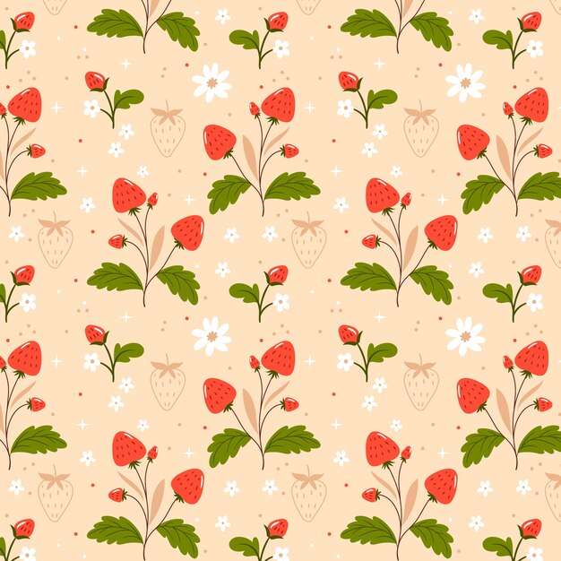 Flat design fruit and floral pattern design