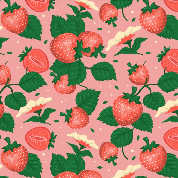 Flat design fruit and floral pattern design