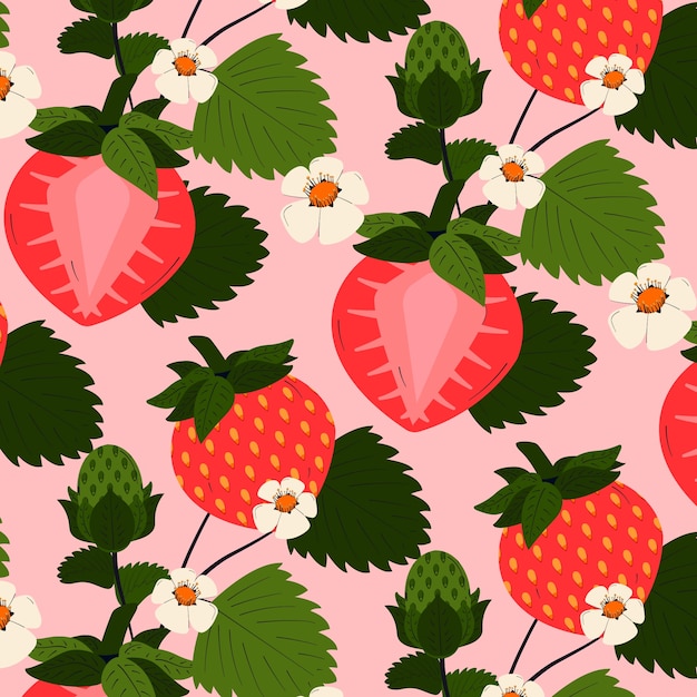 Free Vector flat design fruit and floral pattern