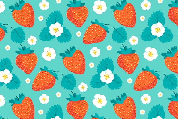 Free Vector flat design fruit and floral pattern