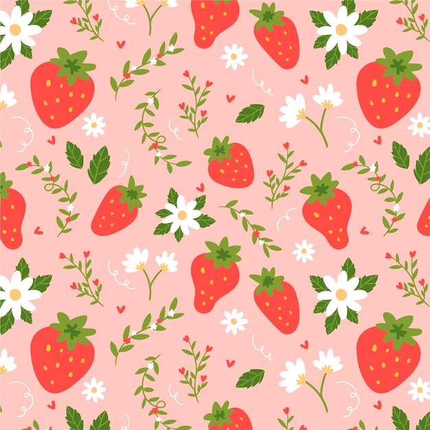 Free Vector flat design fruit and floral pattern