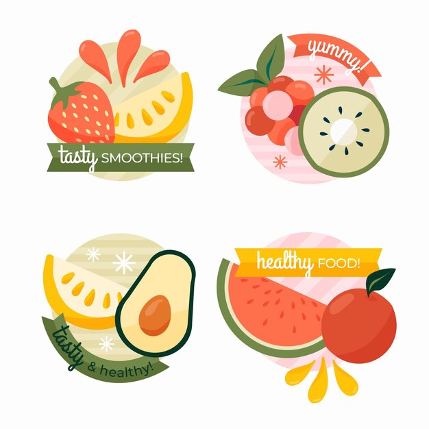 Flat design fruits labels