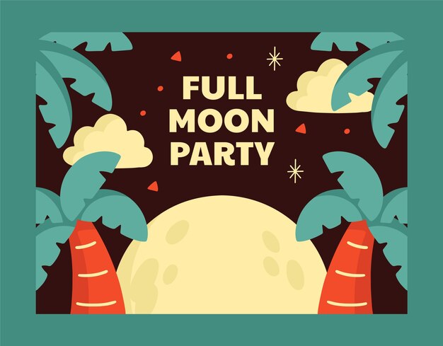 Flat design full moon party  photocall