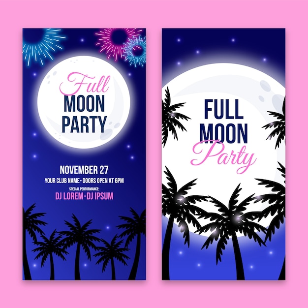 Free Vector flat design full moon party  vertical banner