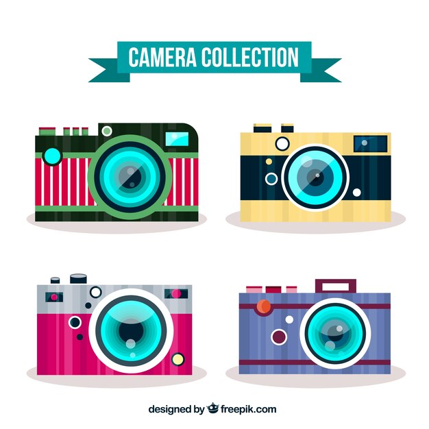 Flat design fun camera collectio