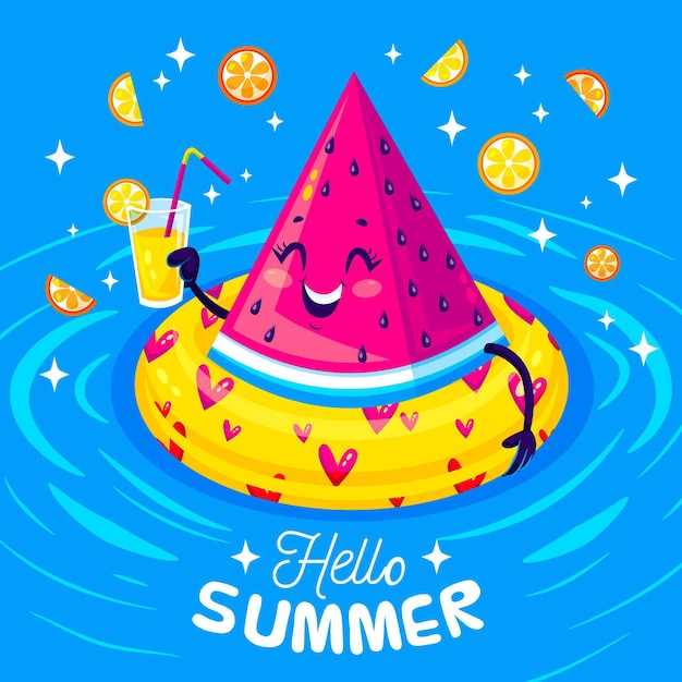 Free Vector flat design fun summer illustration