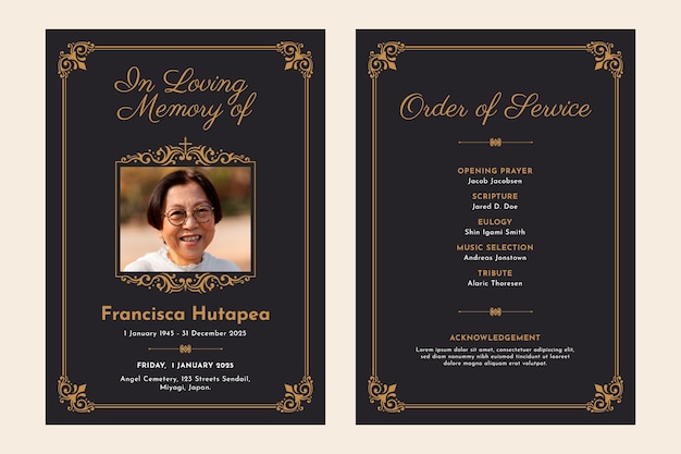 Free Vector flat design funeral order of service template