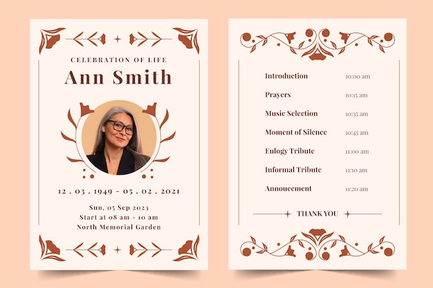 Free Vector flat design funeral order of service