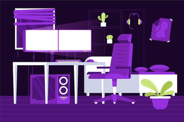 Free vector flat design gamer room