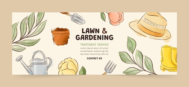 Flat design gardening  facebook cover template