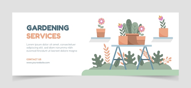 Free Vector flat design gardening facebook cover template