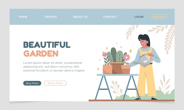 Free Vector flat design gardening landing page with plants