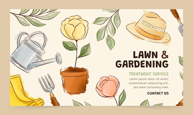 Free Vector flat design gardening twitch background template