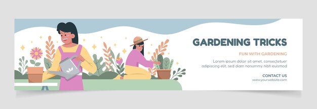 Flat design gardening twitch banner