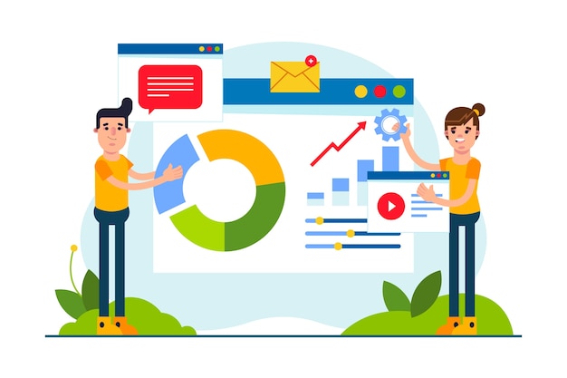 Flat design gathering data business concept