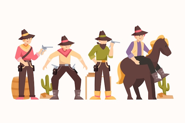 Flat design gaucho character collection