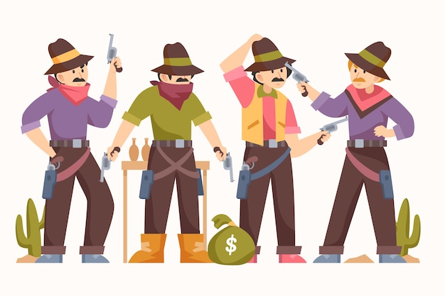 Flat design gaucho character collection